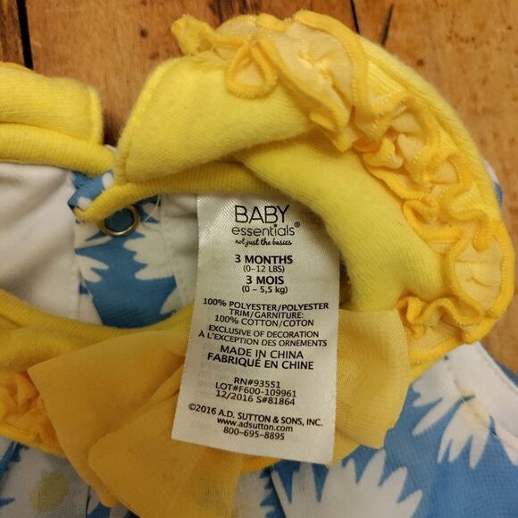 Daisy Bubble romper size 3 months retro style blue yellow floral vintage - Picture 4 of 5